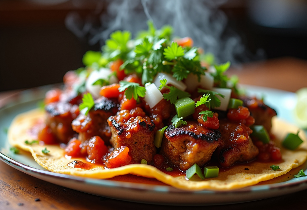 Taco gigante al pastor humeante